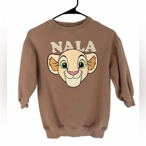 Zara Disney Lion King Nala Sweatshirt Dress Girls Size 8 Tan Graphic